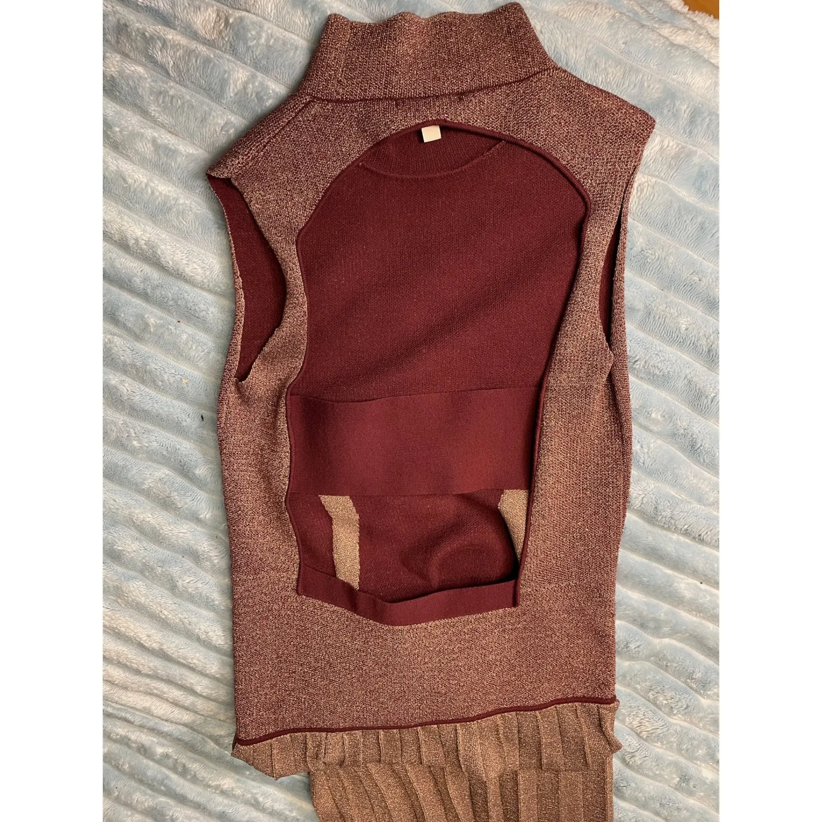 DAGMAR Metallic Knit Mock Neck Sleeveless Pleated Maxi Dress Size M Brown Size M - Image 5