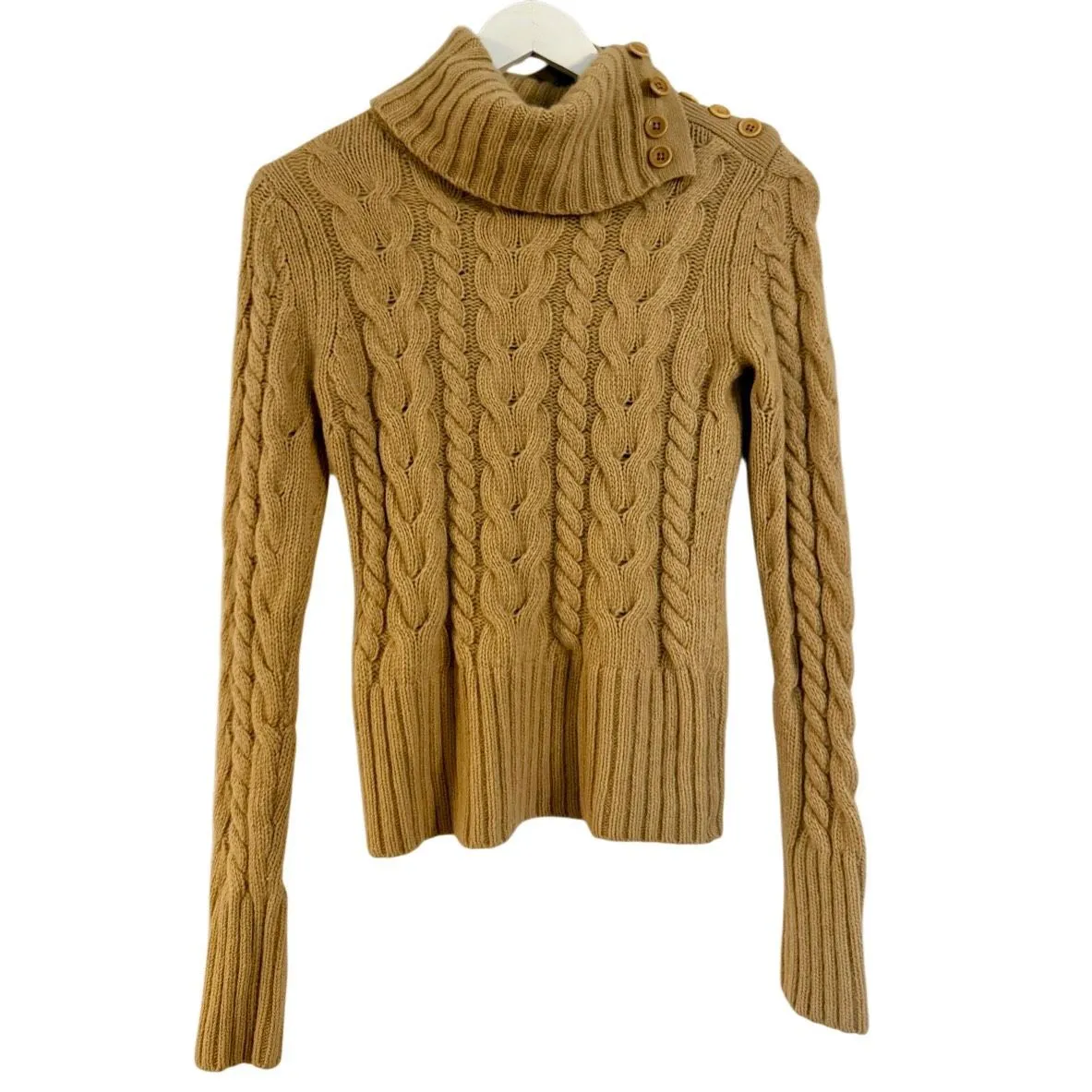 Banana Republic Angora Lambswool cableknit button neck sweater small - Image 2