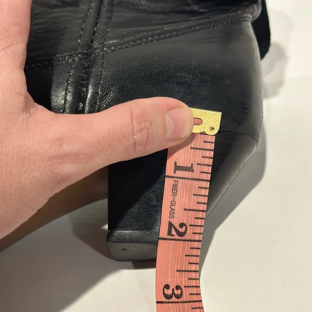 Capezio Black Leather Cowboy Boots Bows Pull-On Foldover Size 8.5 - Image 10