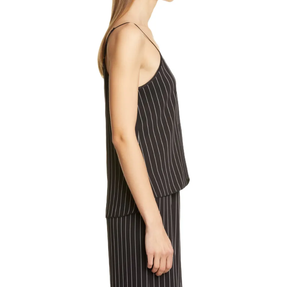 ATM Cami Black Combo Stripes Tank Adjustable Straps Button Down Top Large NWT - Image 9