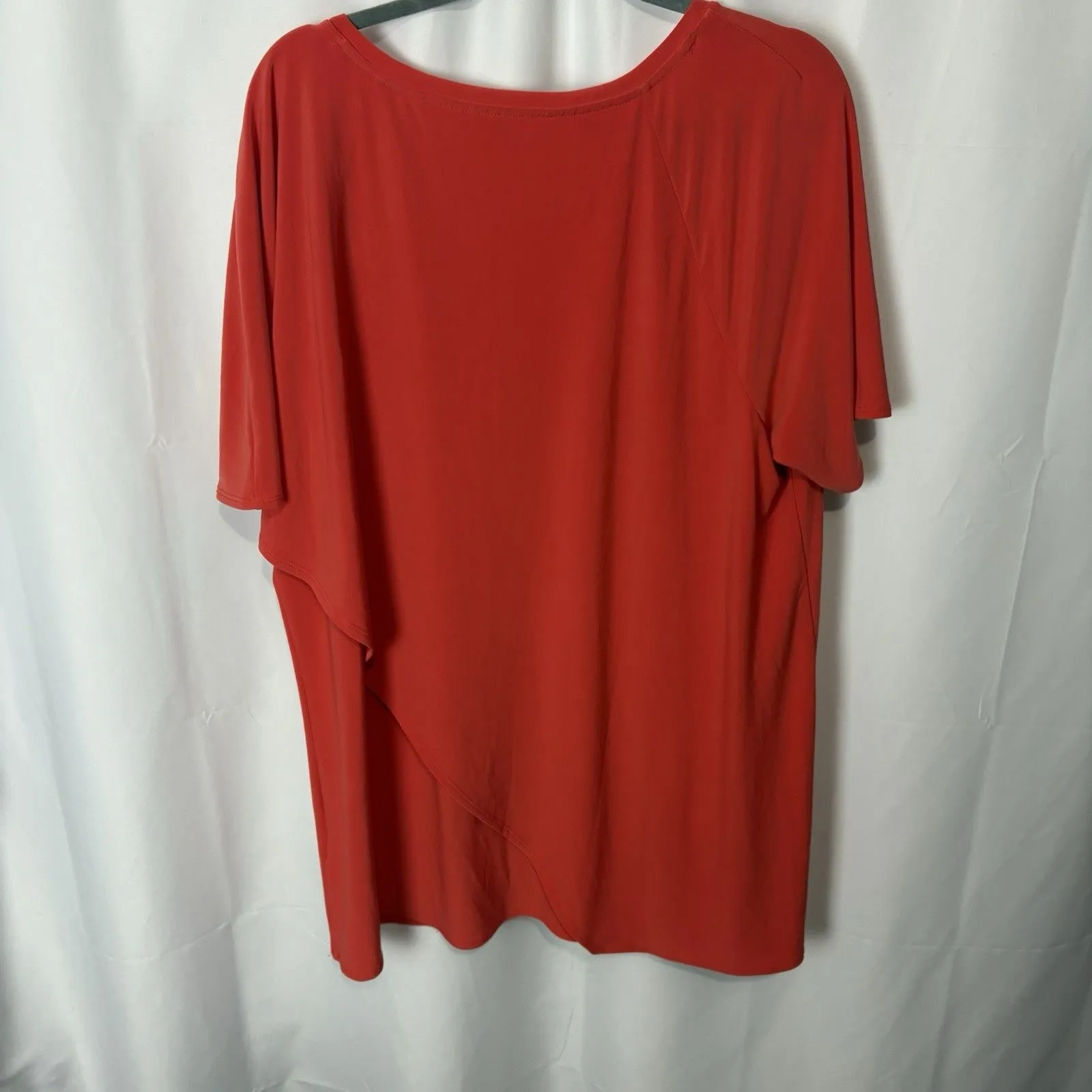 Soft Surroundings Madeline Tunic 1X Poppy Red Cape Layer Sleeve Knit Top Stretch - Image 9