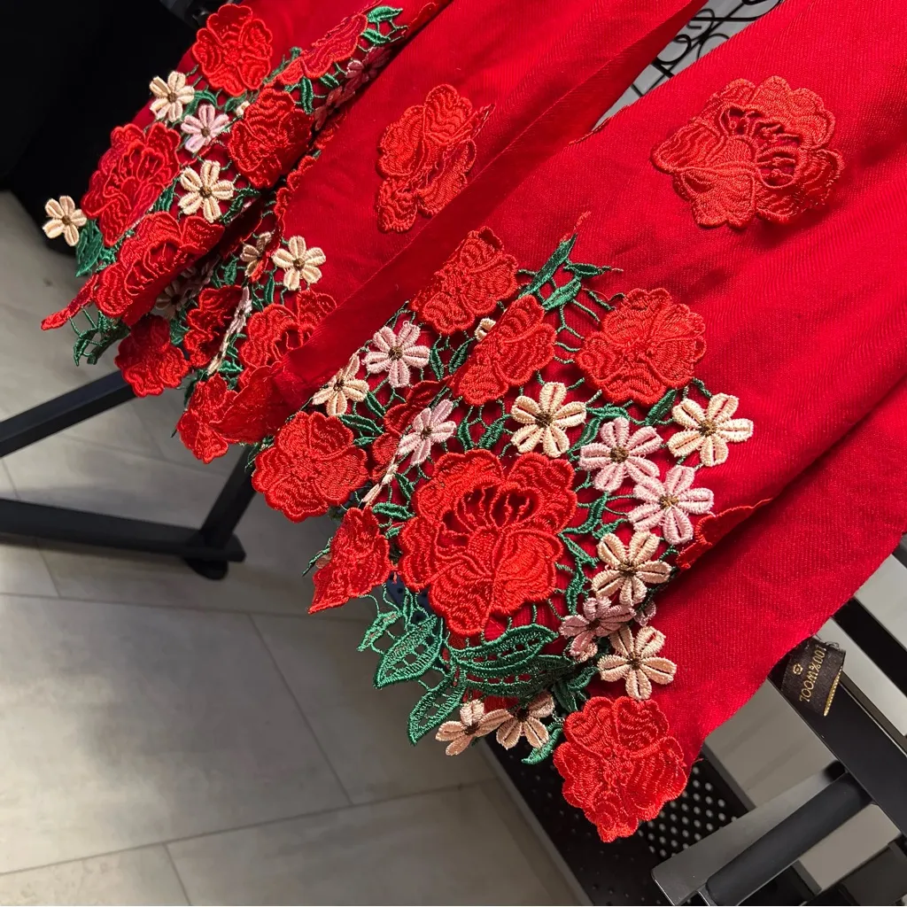 Vibrant Red Scarf Wrap 100 - Image 7