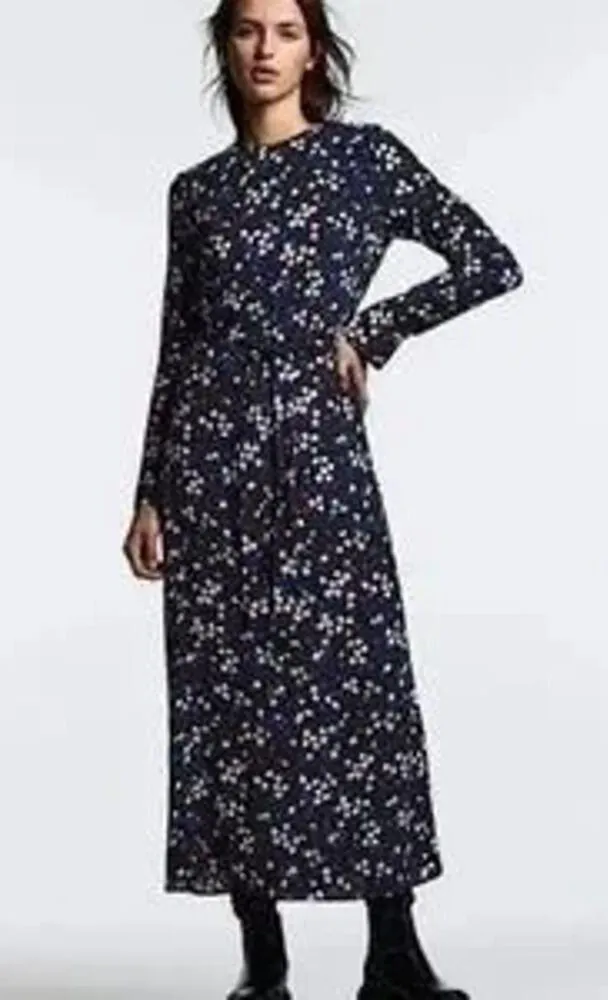 Zara Black Multicolor Confetti Dot Print Long Sleeve Maxi Dress Size Medium - Image 12