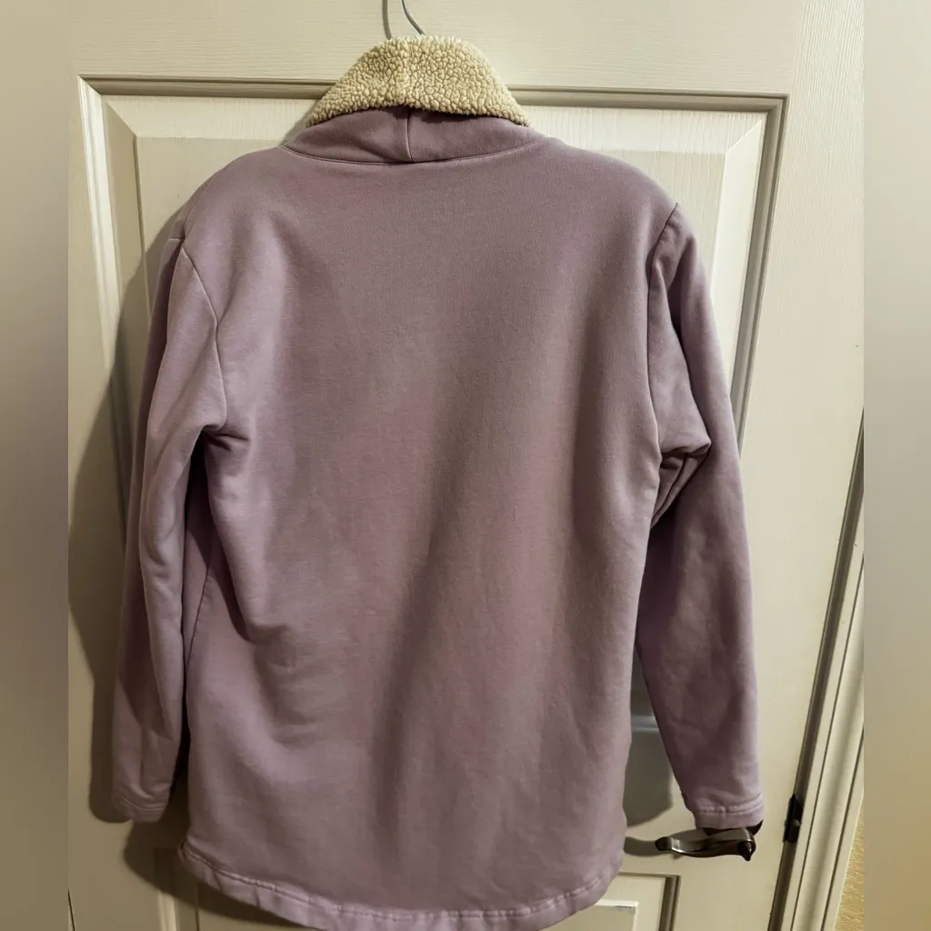 Eddie Bauer Oversized Snow Lodge Faux Shearling Lined Wrap Cardigan Purple  XS - Image 9