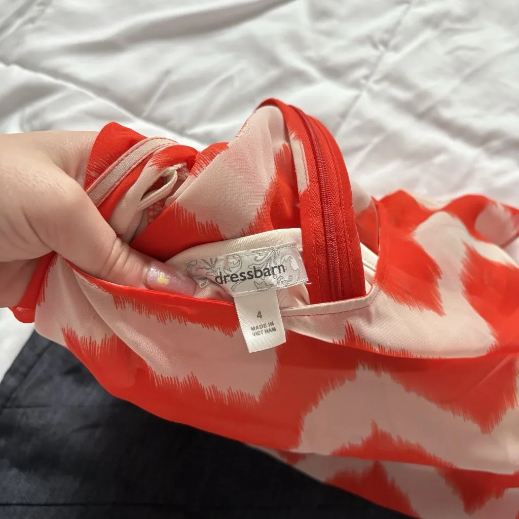 Dressbarn Womens Size 4 Denim Tiered Midi Dress Orange Jean Office Business City - Image 8