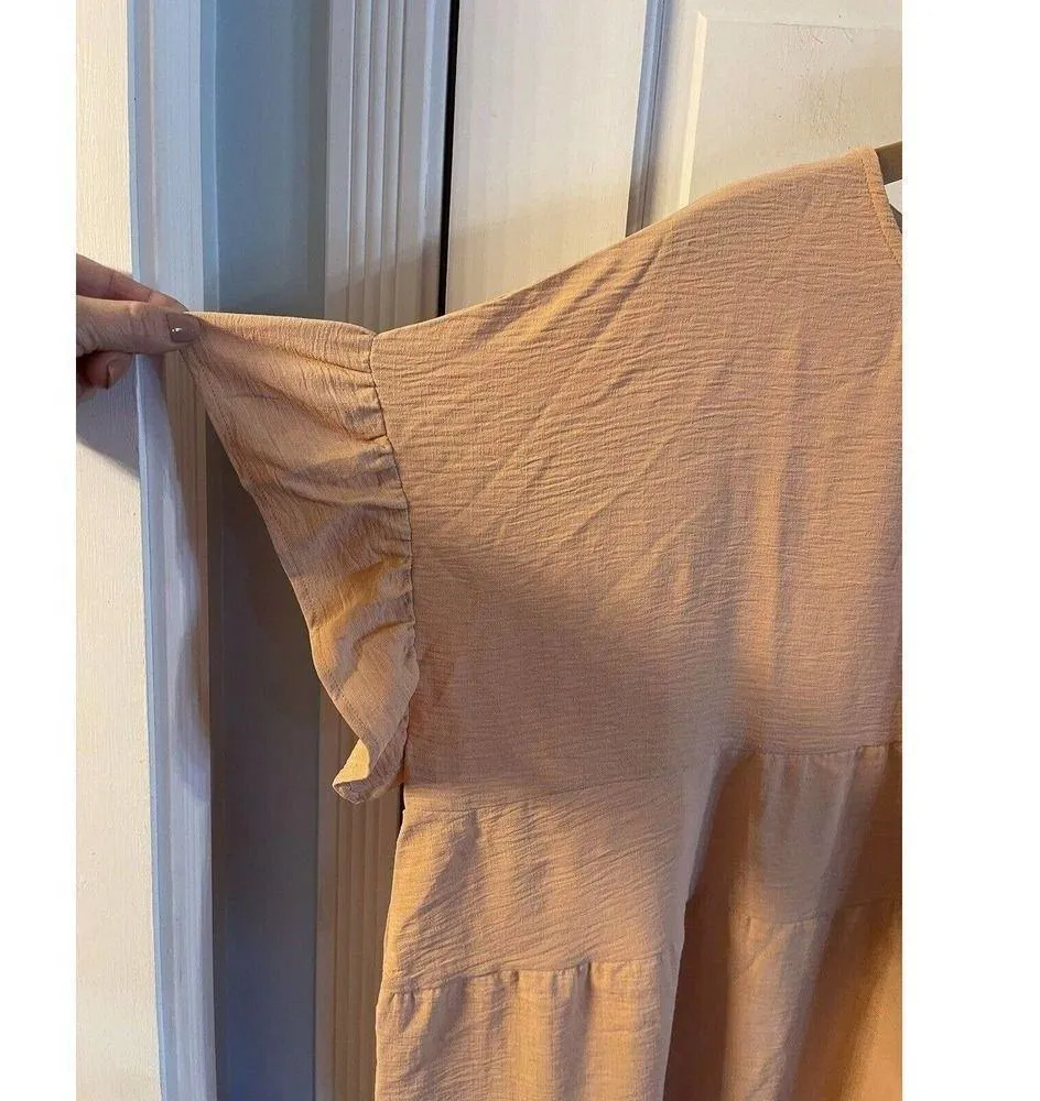 Heyson Womens Boho Ruffled Tunic Top Plus Sz 1X NEW Peachy/Nude Color - Image 5