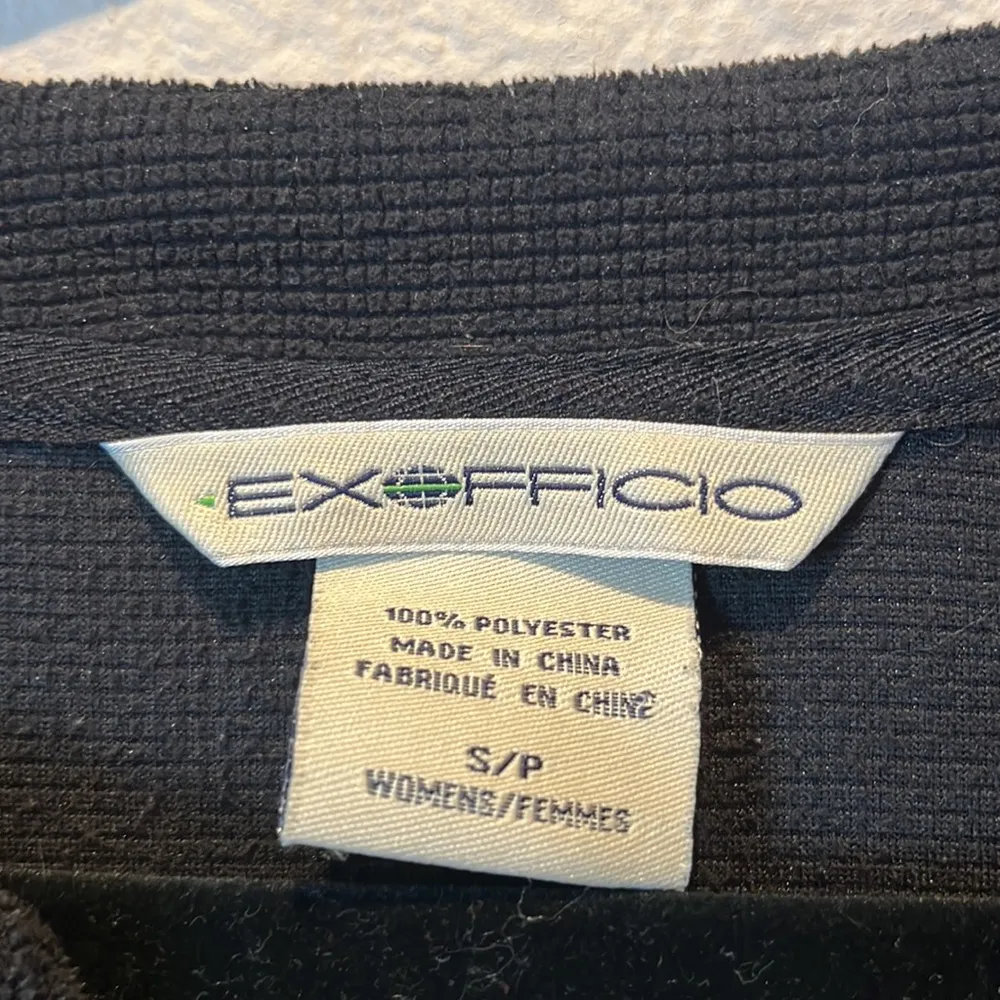 ExOfficio Women’s Black Textured knit Shirt Small Hidden Sleeve Pocket - Image 3