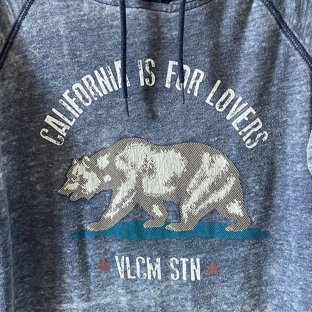 Volcom Women’s Crowd Pleaser Hood Blue Hooded Long Sleeve Shirt - Size Small - Image 3