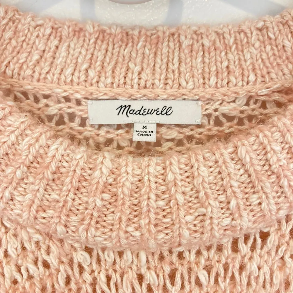 NWOT Madewell Baez Pink Marbled Knit Pullover Sweater Size Medium - Image 3