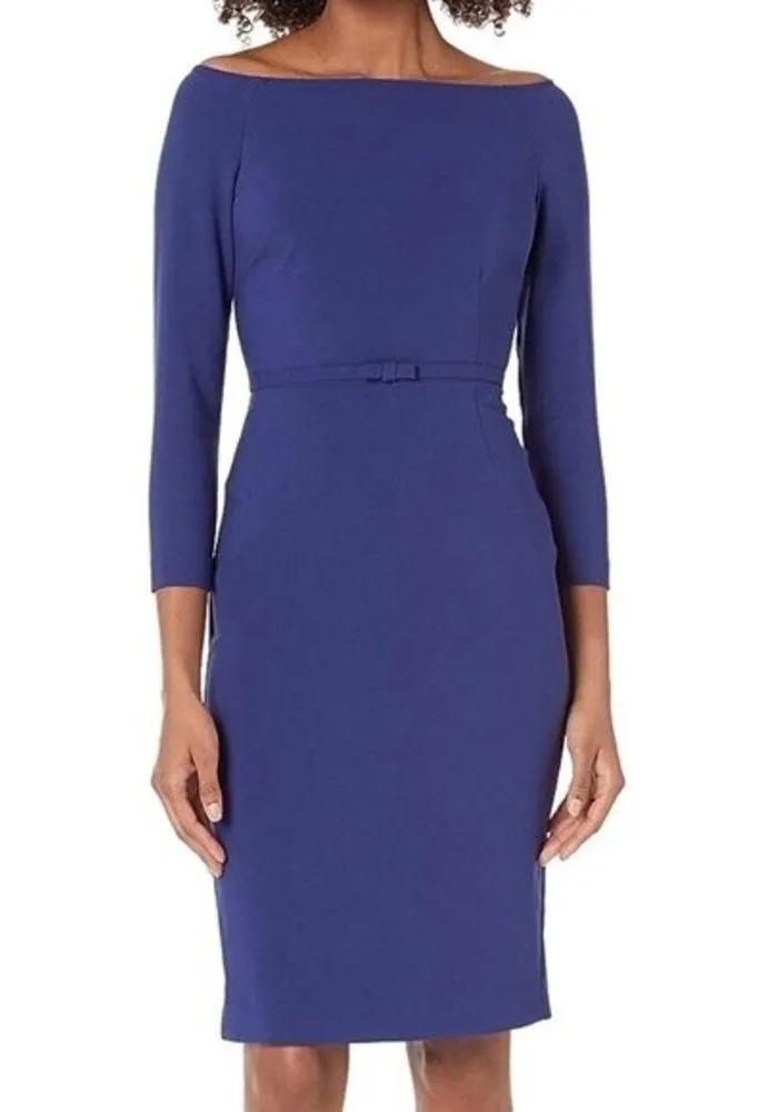 LIKELY Duchess Dress Royal Blue OTS Off The Shoulder Bodycon Midi Women’s Size 6 - Image 4