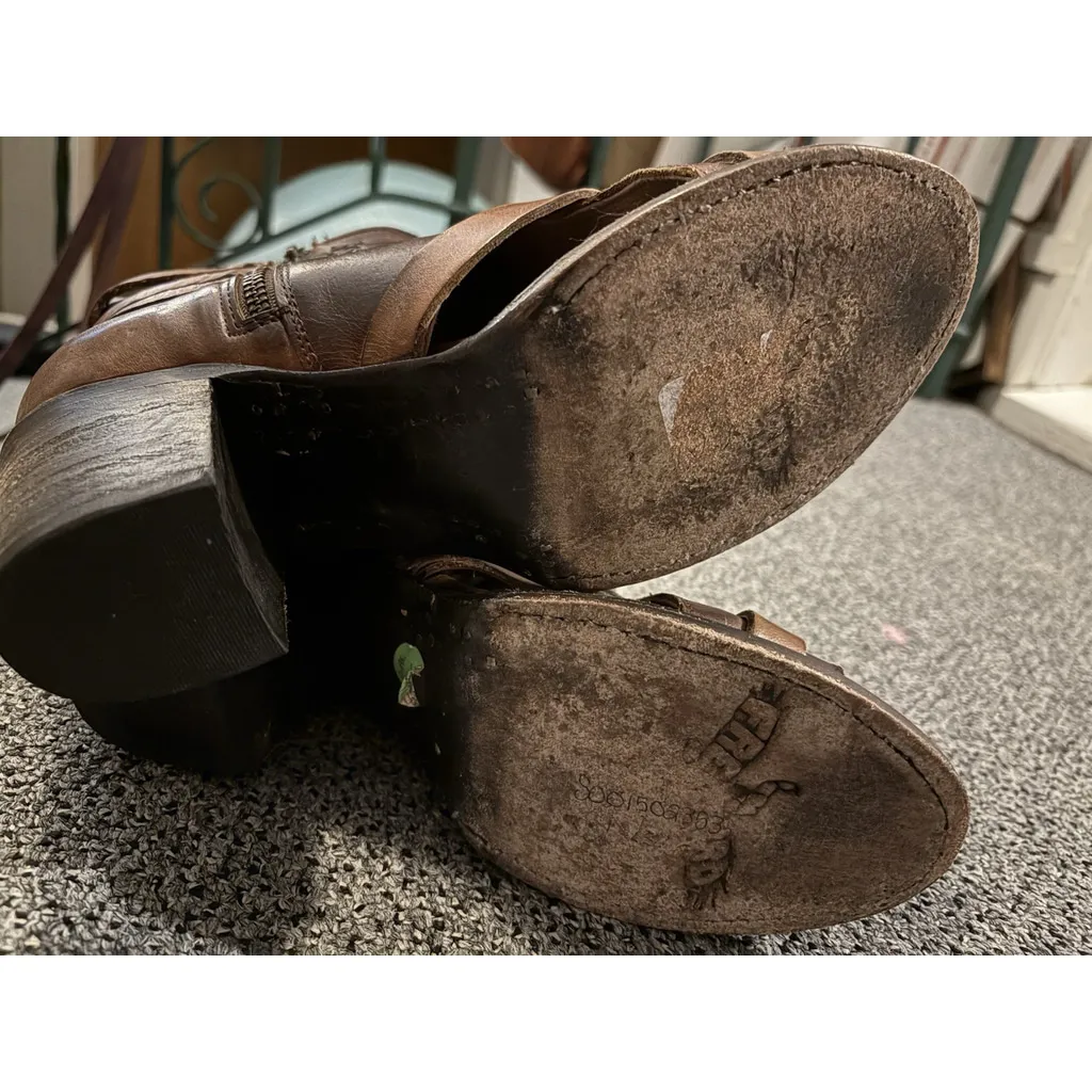 Freebird by Steven Peru Leather Size 9 Mid-Shaft Ankle Open Toe Buckles Brown - Image 8