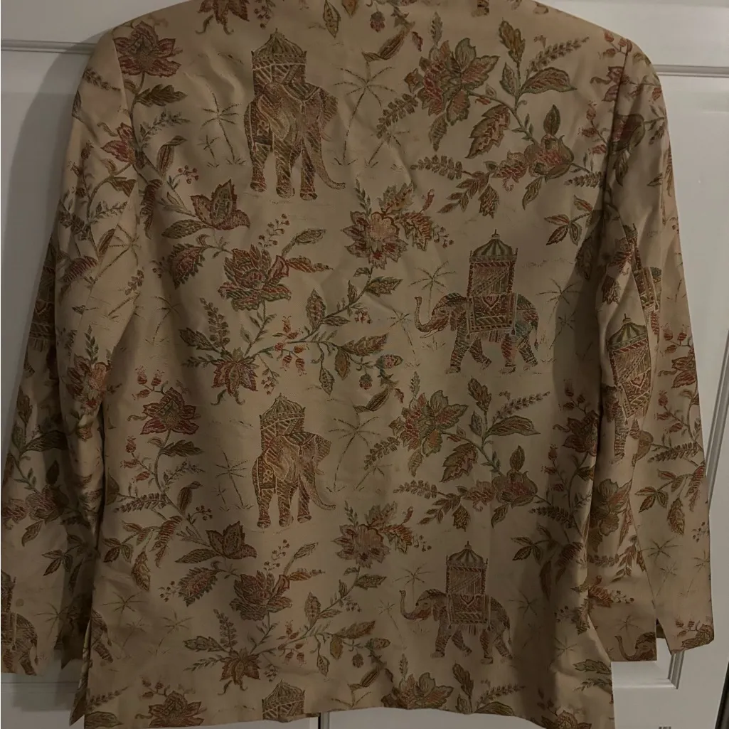 Vintage Talbot's Jacket‎ Womens 4 Pure Silk Asian Elephant Button Up - Image 5