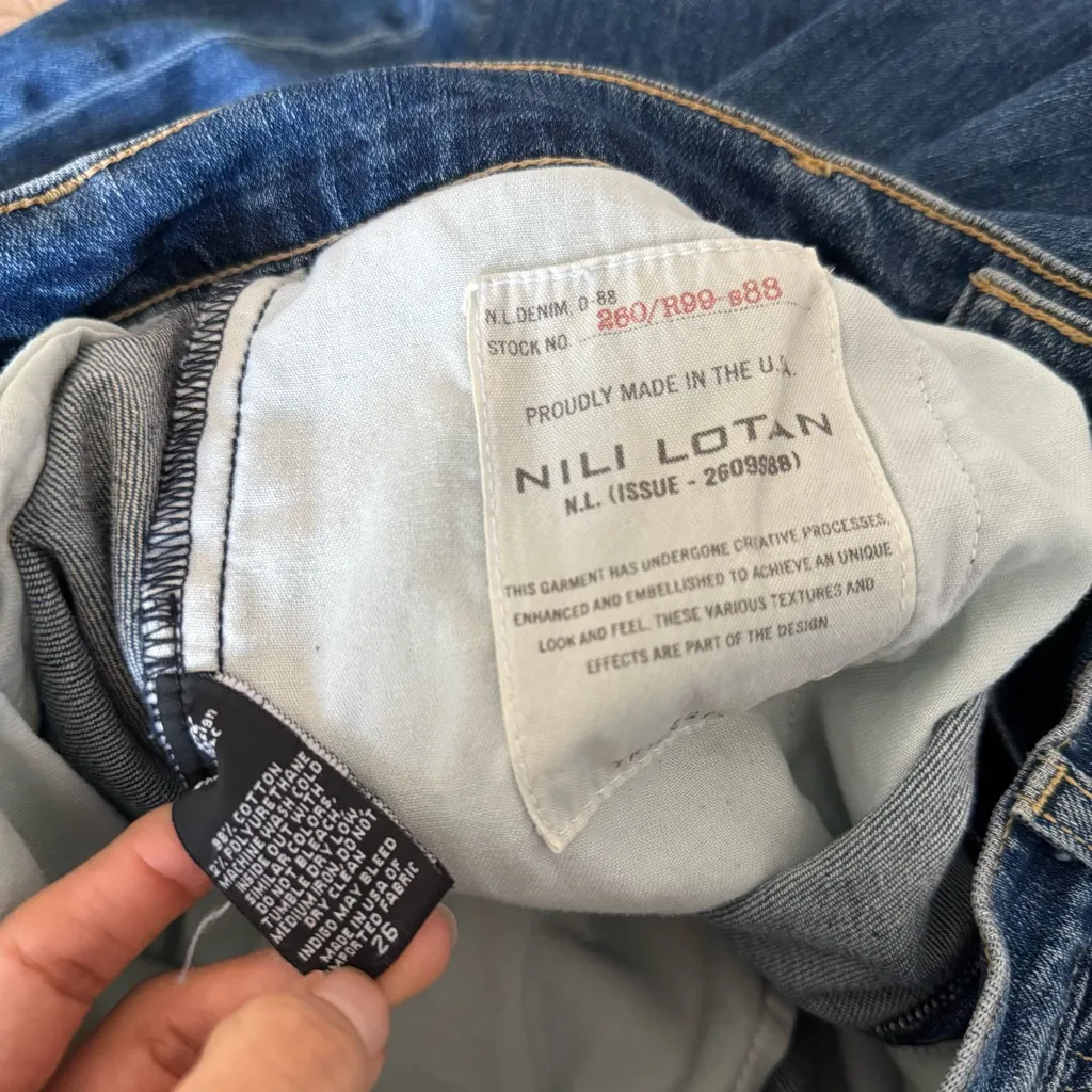 Nili Lotan 26 Flora Trouser Jeans Pleated High Waist Wide Leg Blue - Image 7