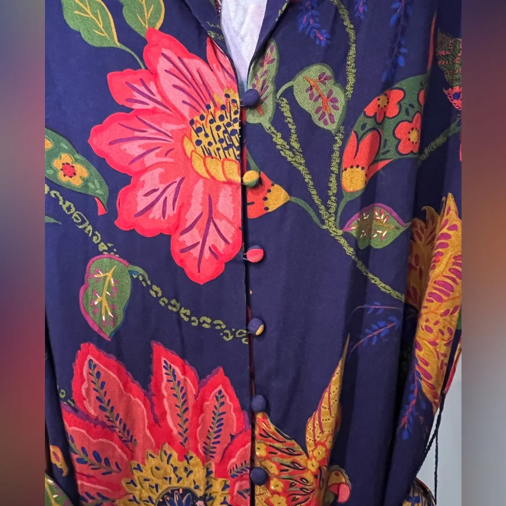 FARM Rio x Anthropologie Long Sleeve Floral Jumpsuit Medium NWT Pockets Belted - Image 10