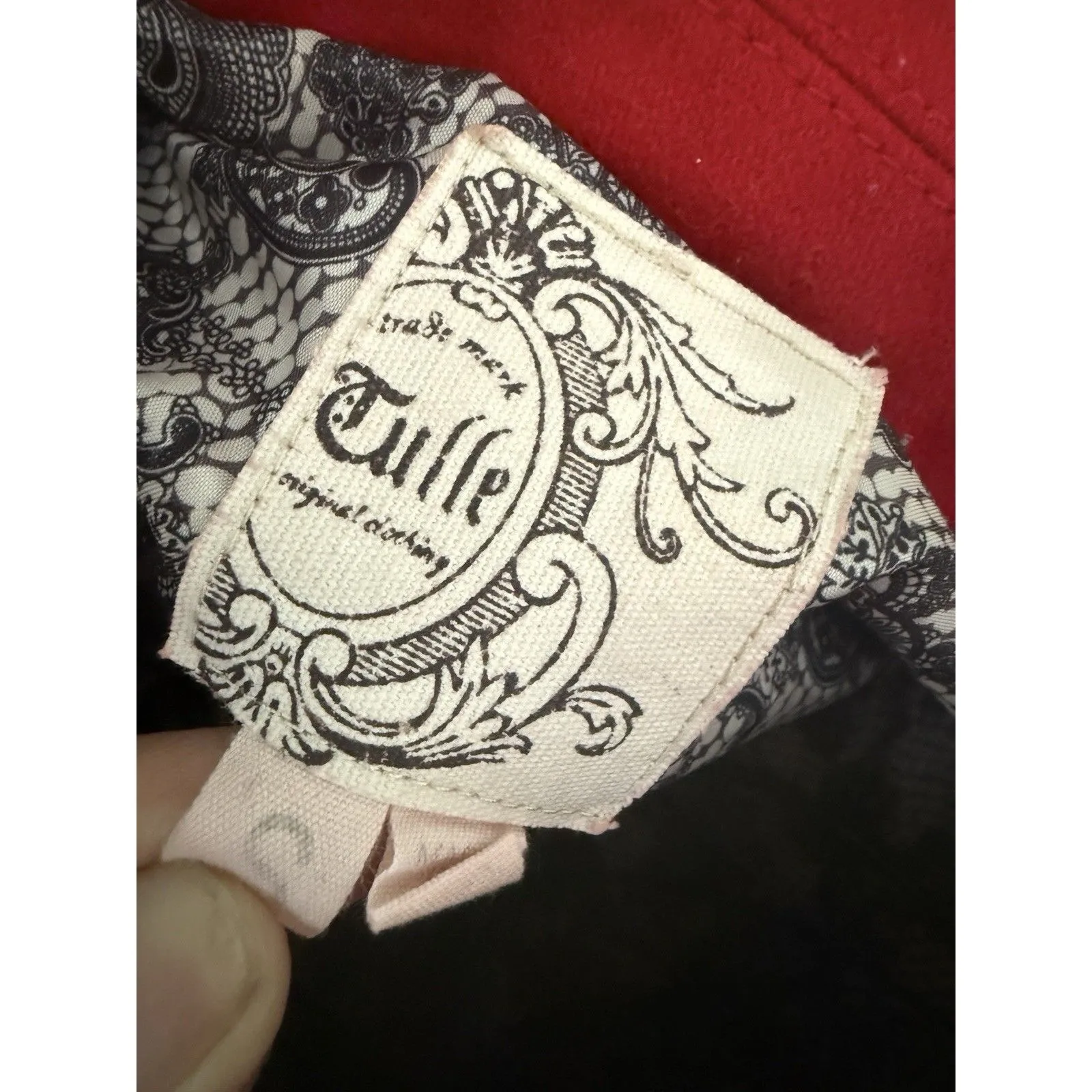 Tulle Original Clothing Bright Red Coat Wool Blend Size S Lined - Image 3