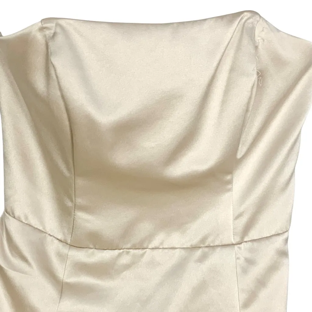 Davids Bridal Strapless Satin Pick-Up Skirt Ball Gown Wedding Prom Champagne S - Image 3