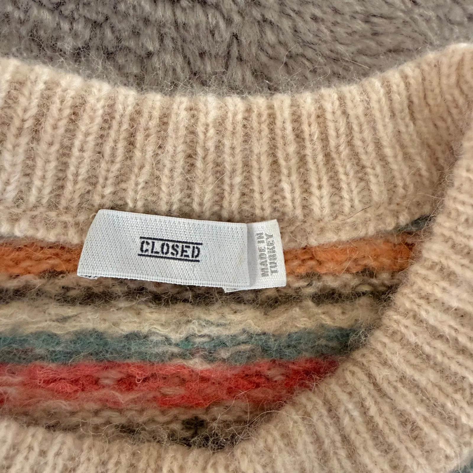 CLOSED Maglia con Lavorazione Fair Isle Sweater Jacquard Chunky Alpaca L $425 Pink Size L - Image 4