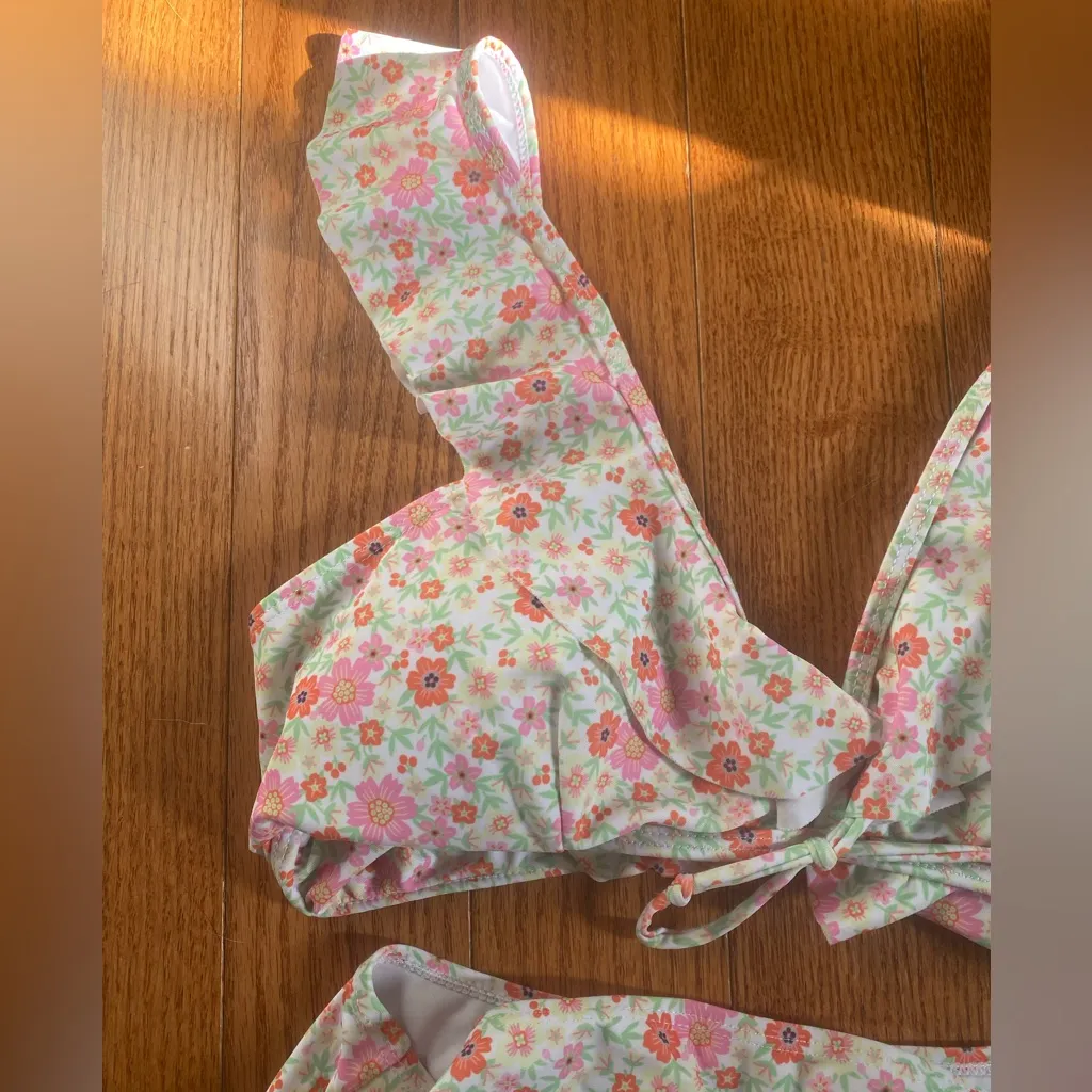 SHEIN Floral Ruffle Sleeve Bikini Set Size Large - Image 4