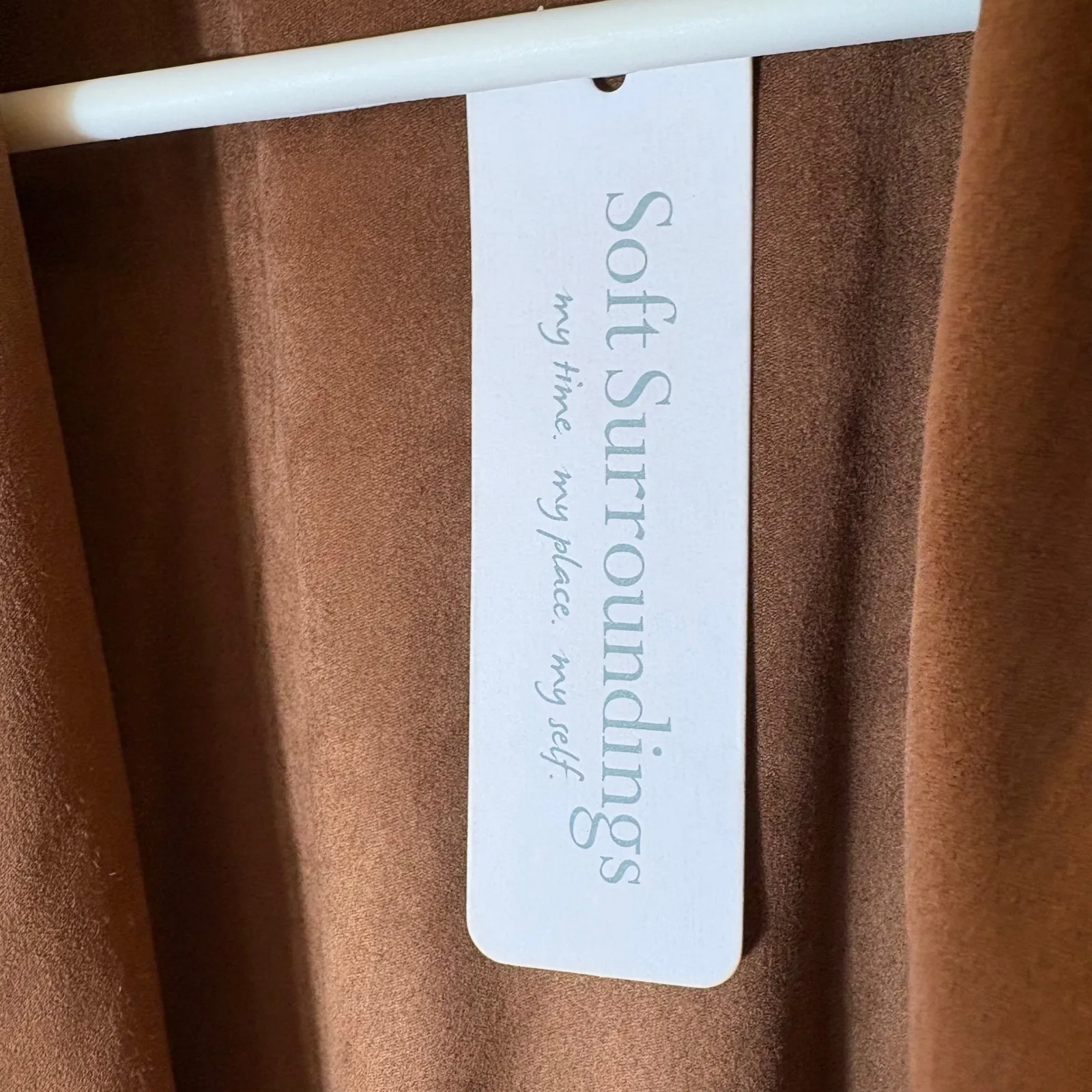 NWT Soft Surroundings Shape Drape Faux Suede Jacket in Saddle Brown Size Large - Image 6