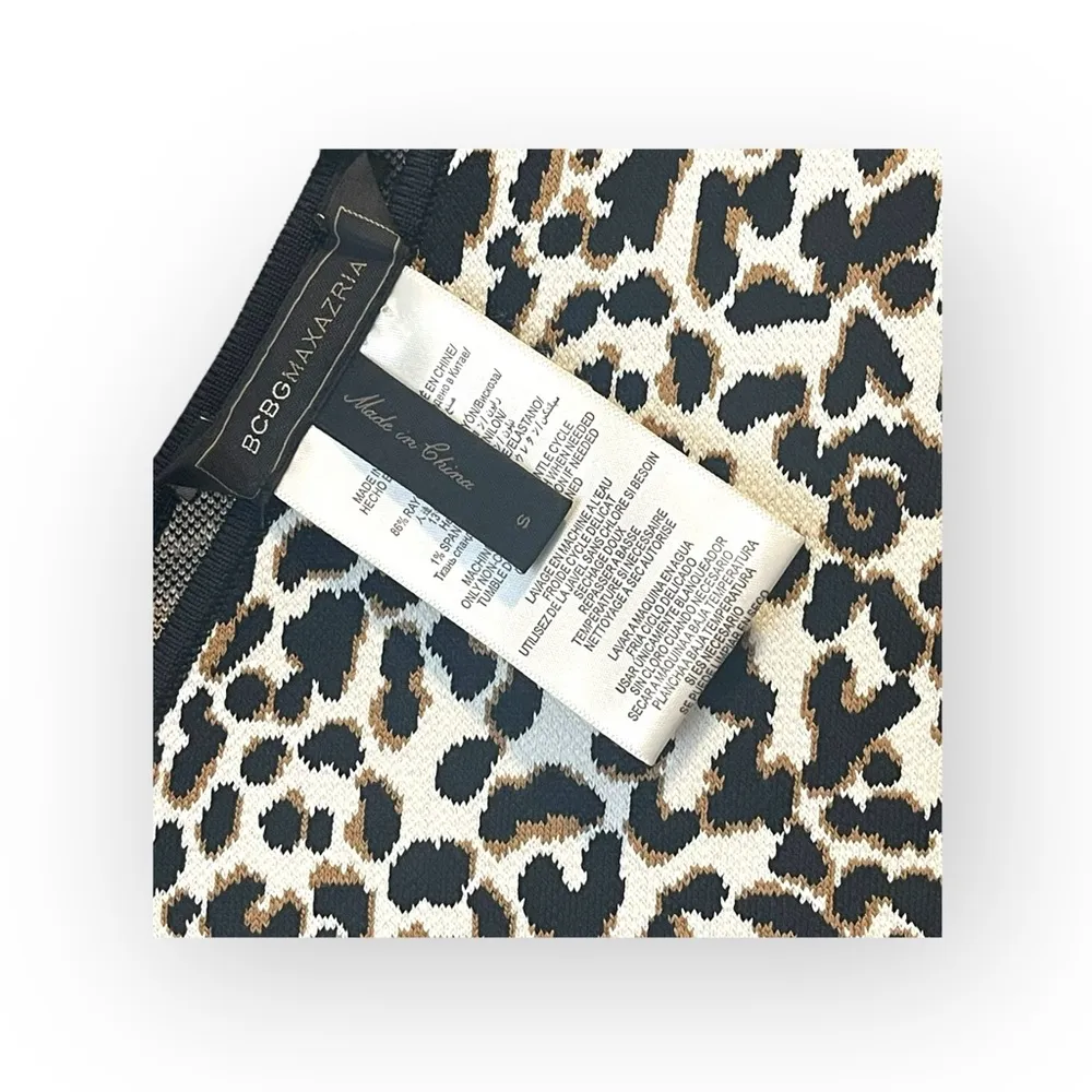 new BCBGMAXAZRIA 𒀭Fancy Leopard Knit Cocktail Mini Dress 𒀭Leopard Print 𒀭S - Image 4