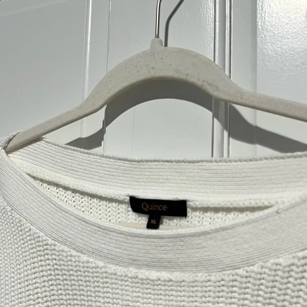 Quince 100% Organic Cotton Fisherman Boatneck Sweater Ivory XL - Image 4
