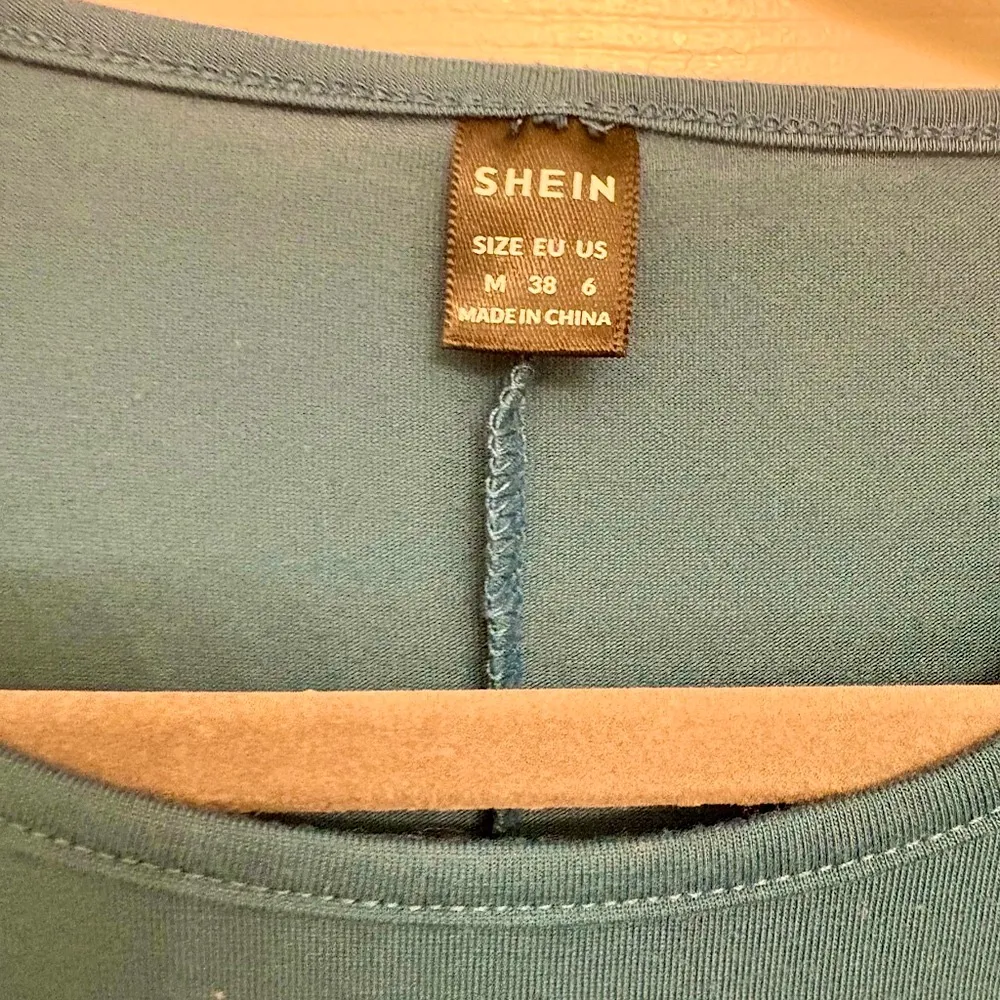 Blue Ruched Wrap Dress M – Midi Length Office Work Chic Minimalist Office - Image 3