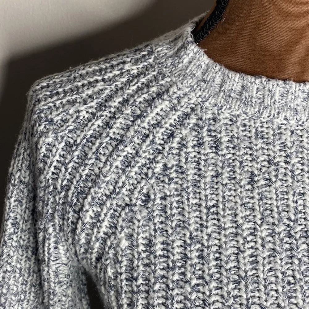 Gap lofty chainette navy marl yarn chubby knit Crewneck sweater size XS - Image 6