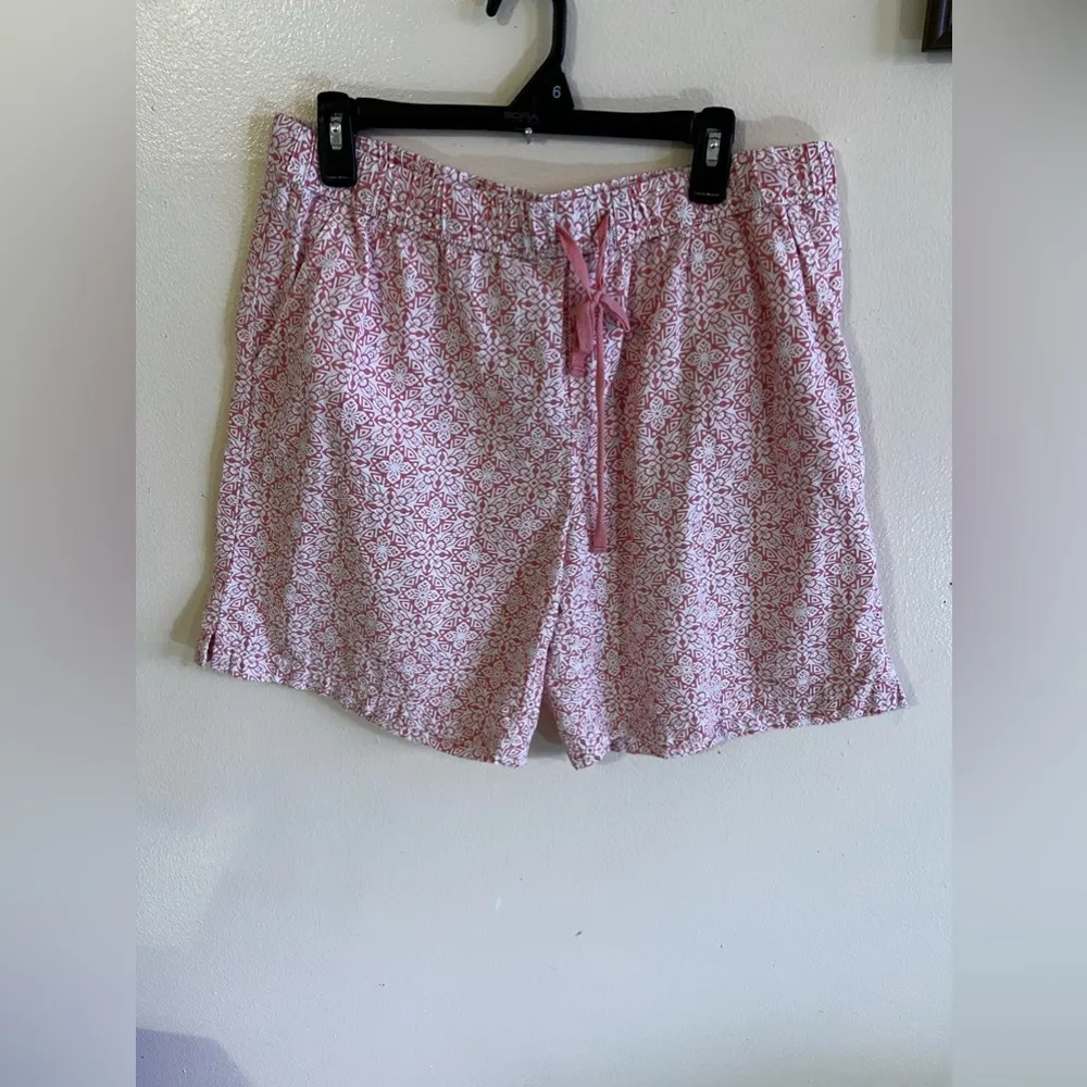 Emily Daniels Pull on Women’s Shorts Elastic‎ Waist Floral Pink 100% Cotton White Size L - Image 6