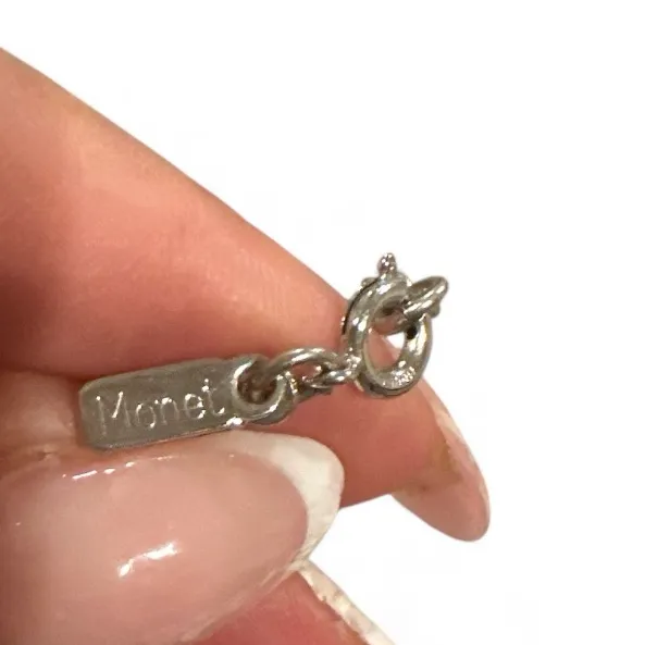 MONET Elegant Vintage Silver Swirled Links Necklace 28” - Image 5