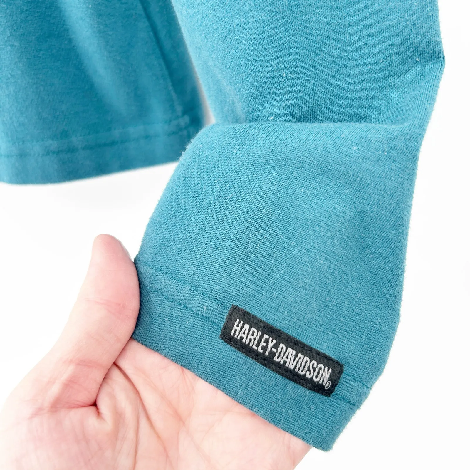 Harley Davison‎ Womens VTG Vintage Y2K Bedazzled Eagle Biker Shirt Size L Teal Green Size L - Image 4