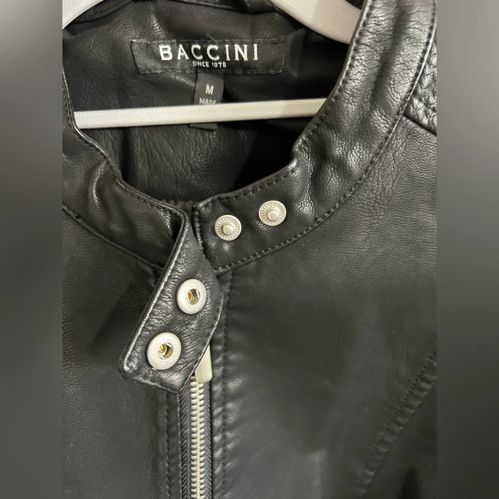 Baccini Black faux Leather Jacket - Image 4