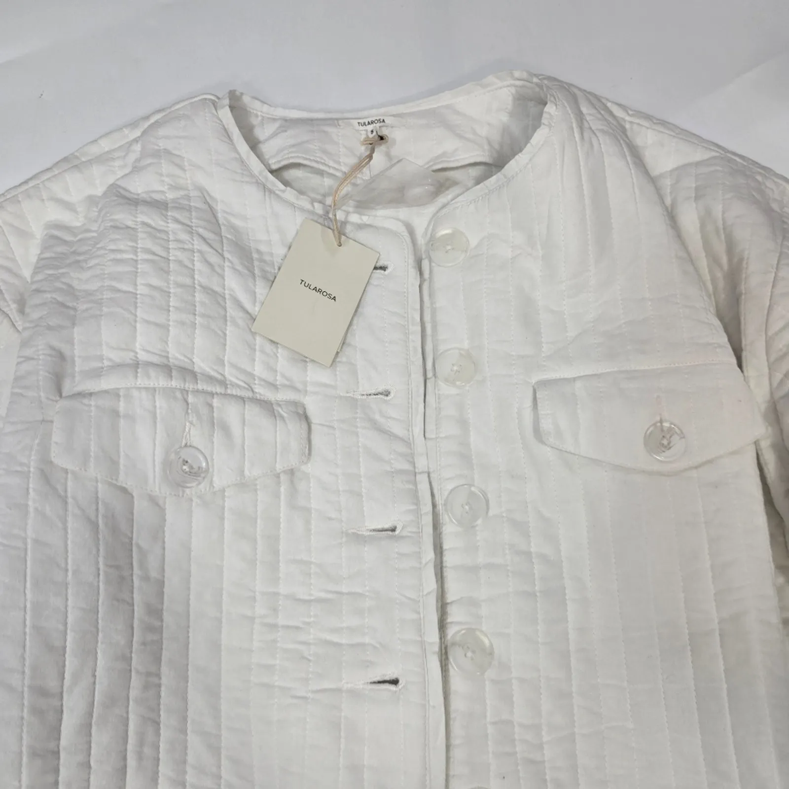 Tularosa Rowen Quilted Jacket in Washed Ivory Small - Image 5