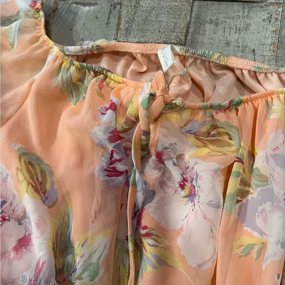 NWT Women’s Pink Blush Medium Maternity Peach Floral Dress - Image 2