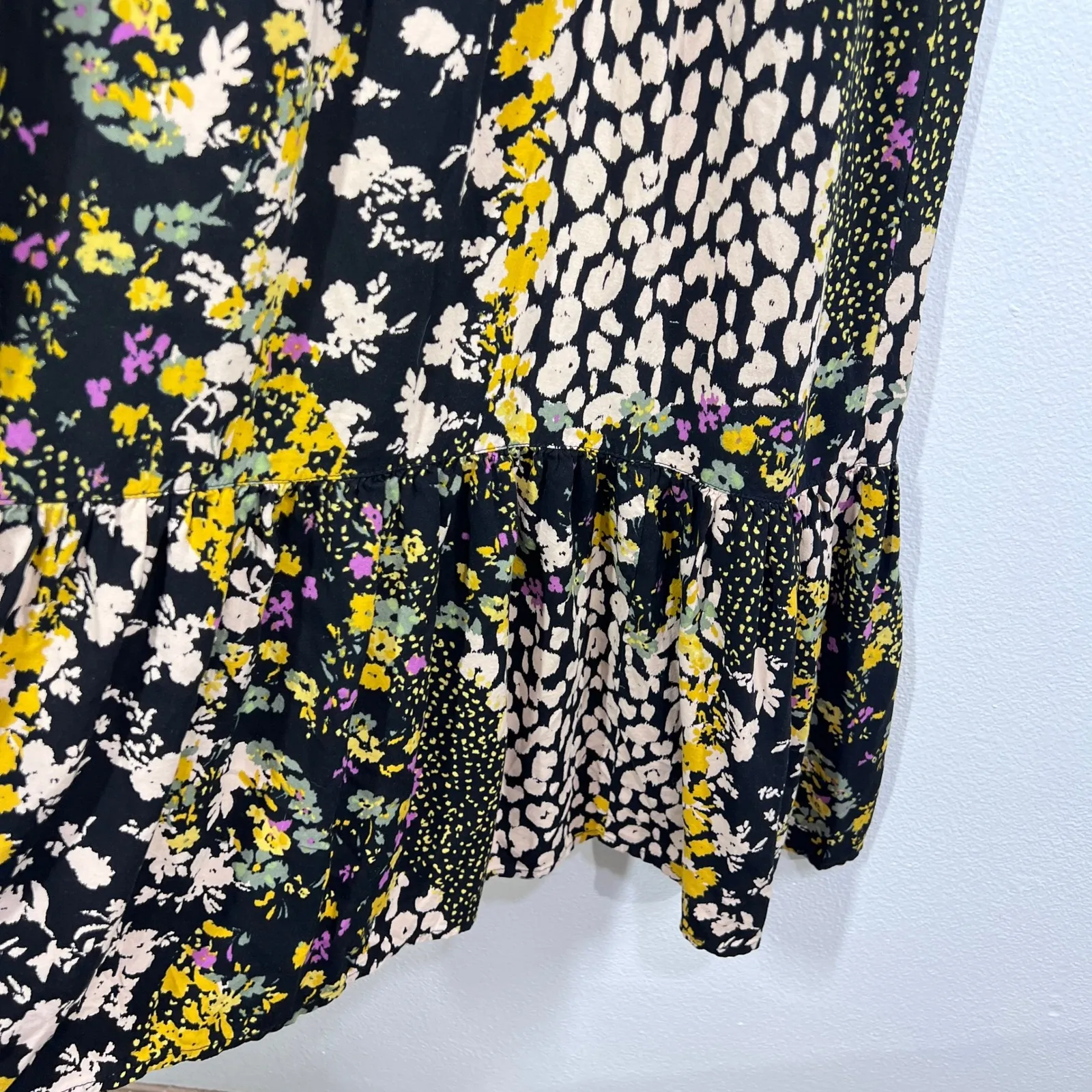 Tribal Jeans Floral Maxi Dress M Boho Black Yellow Pink Summer‎ Sundress Rayon Size M - Image 5