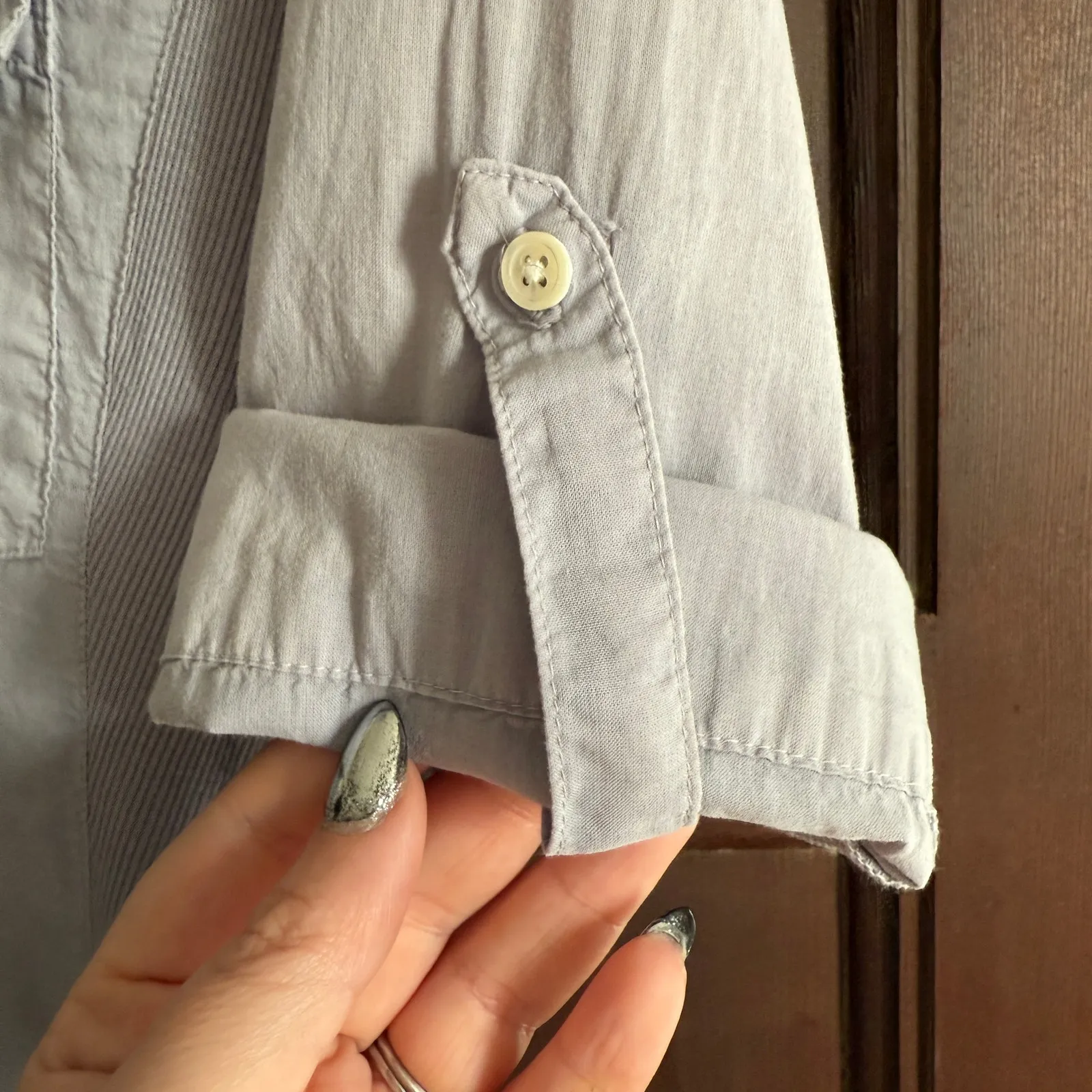 Standard JAMES PERSE | Gray Cotton Button down Roll Cuff Shirt | Size 1 / Small - Image 6