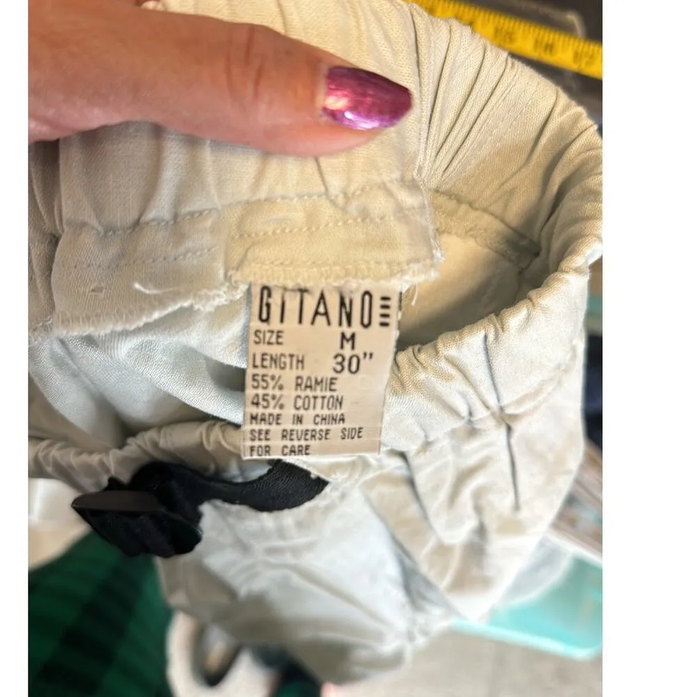 Vintage Gitano cotton belted khaki pants 80s minimalist lagenlook bohemian Size M - Image 8