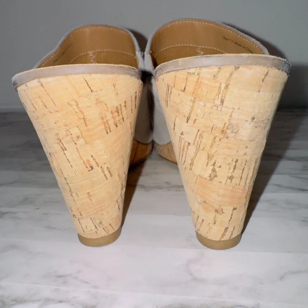 Dolce Women's Vita Gray Faux Suede Leather Slip On Wedge Mules Shoes size 7.5 - Image 5