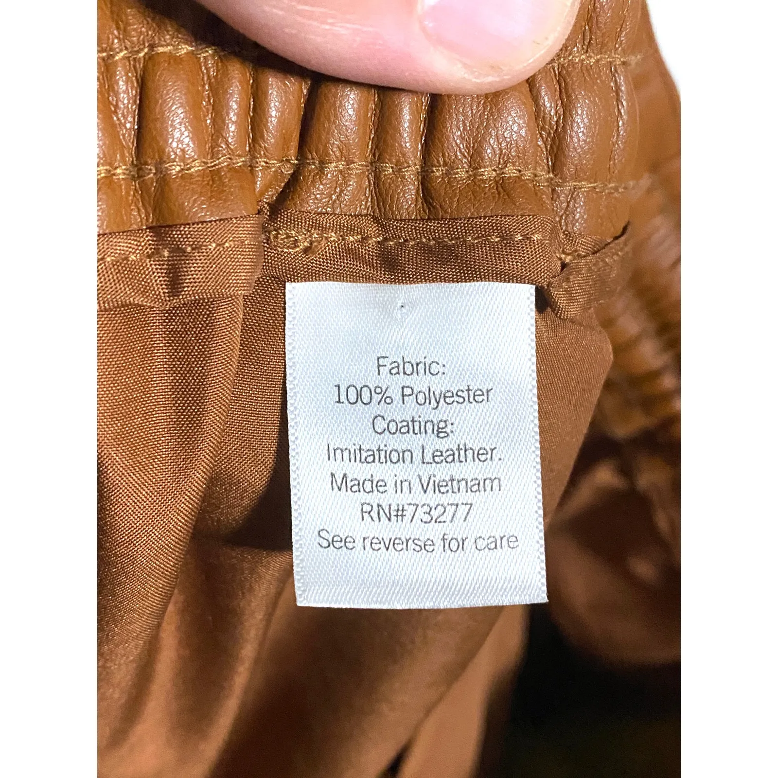 Nine West Faux Leather Brown Pull On Joggers Pants S Mob Wife Chic Edgy Grunge - Image 9