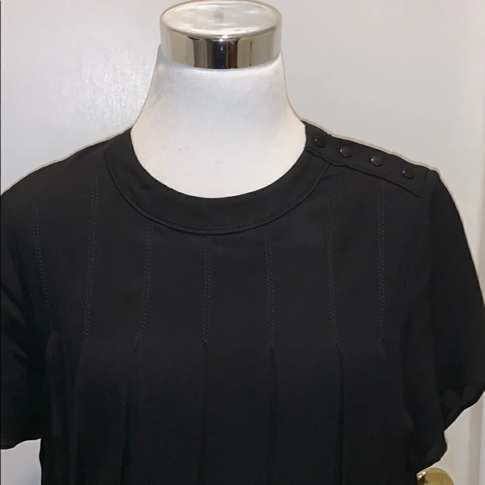 Proenza Schouler NWOT Pleated Silk Drop Waist Mini Dress in Black Size 8 - Image 7