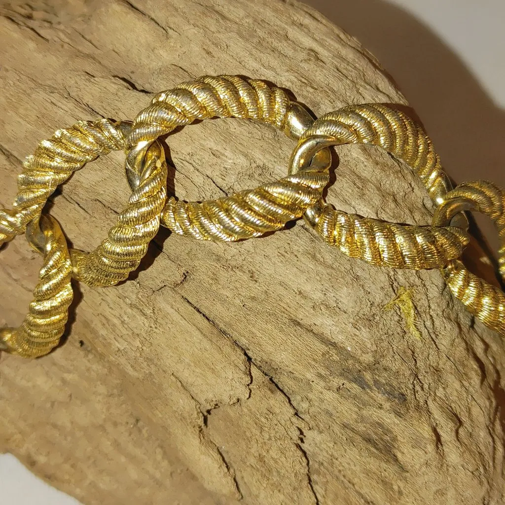 Anne Klein Vintage Gold Tone Rope Chain Link Bracelet Twist Chucky Stamped Charm - Image 10