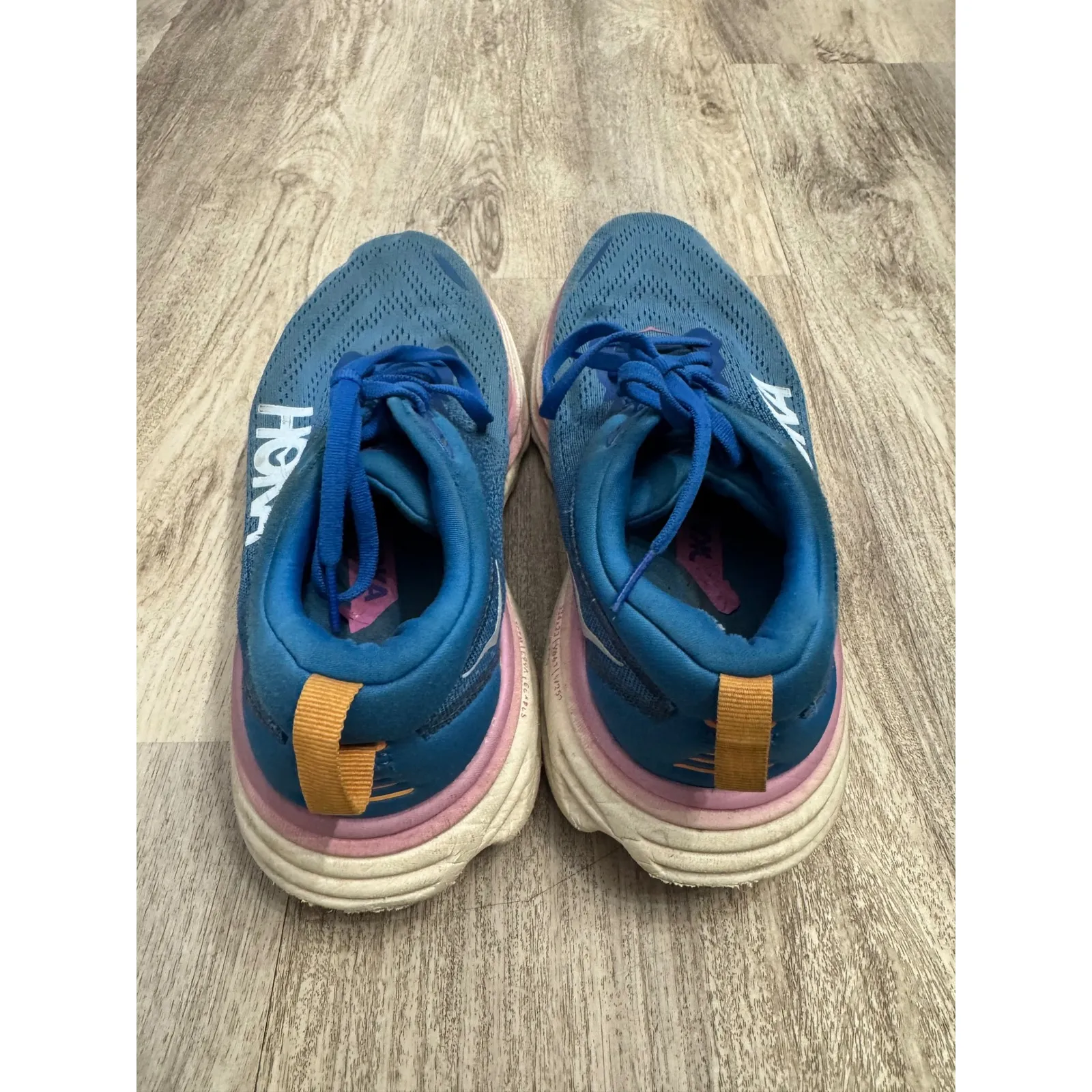 Hoka Bondi 8 Women Blue Pink Running Shoes Athletic Sneakers Size 8D - Image 3