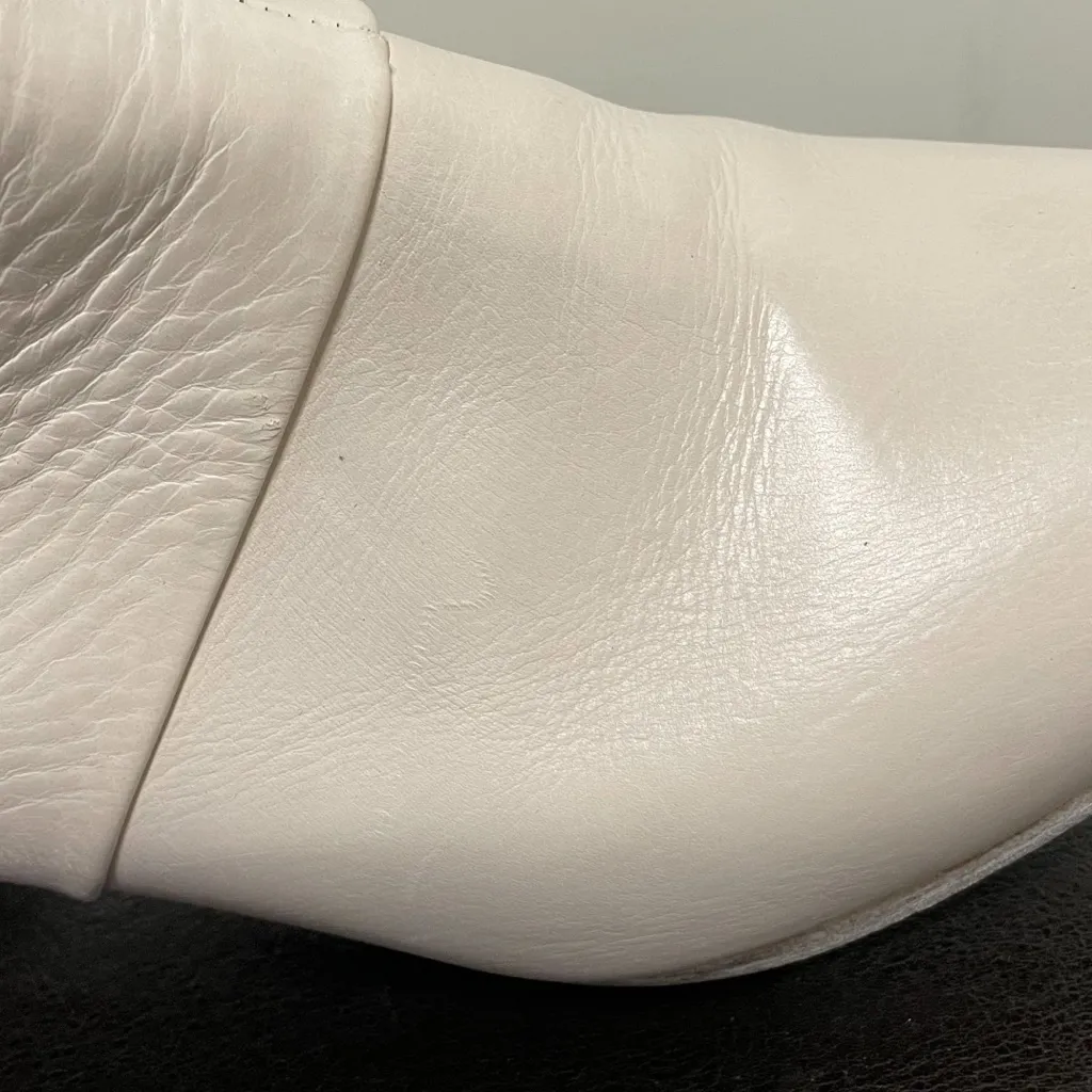 Alberto Fermani Off White Zip Up Bellina Ankle Pointed Toe Booties 38.5 Leather Size 7.5 - Image 11