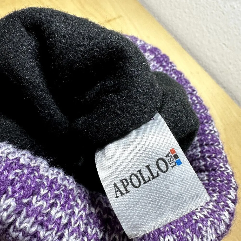 Apollo Beanie Winter Hat 100% Acrylic Chunky Knit Thinsulate Purple Marled OS - Image 2