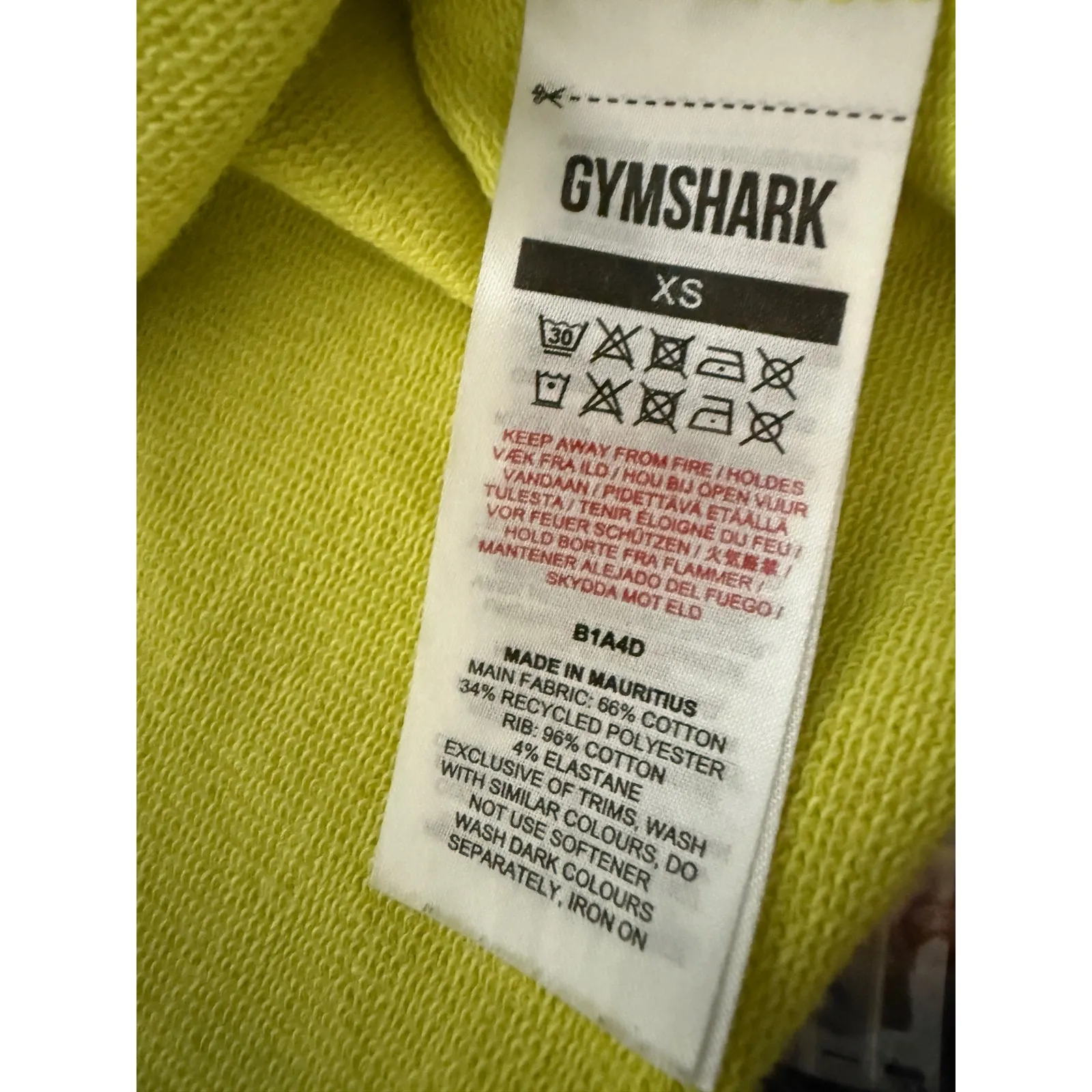 Gymshark Cropped Long Sleeve Top XS Yellow Activewear Athletic Workout - Image 7