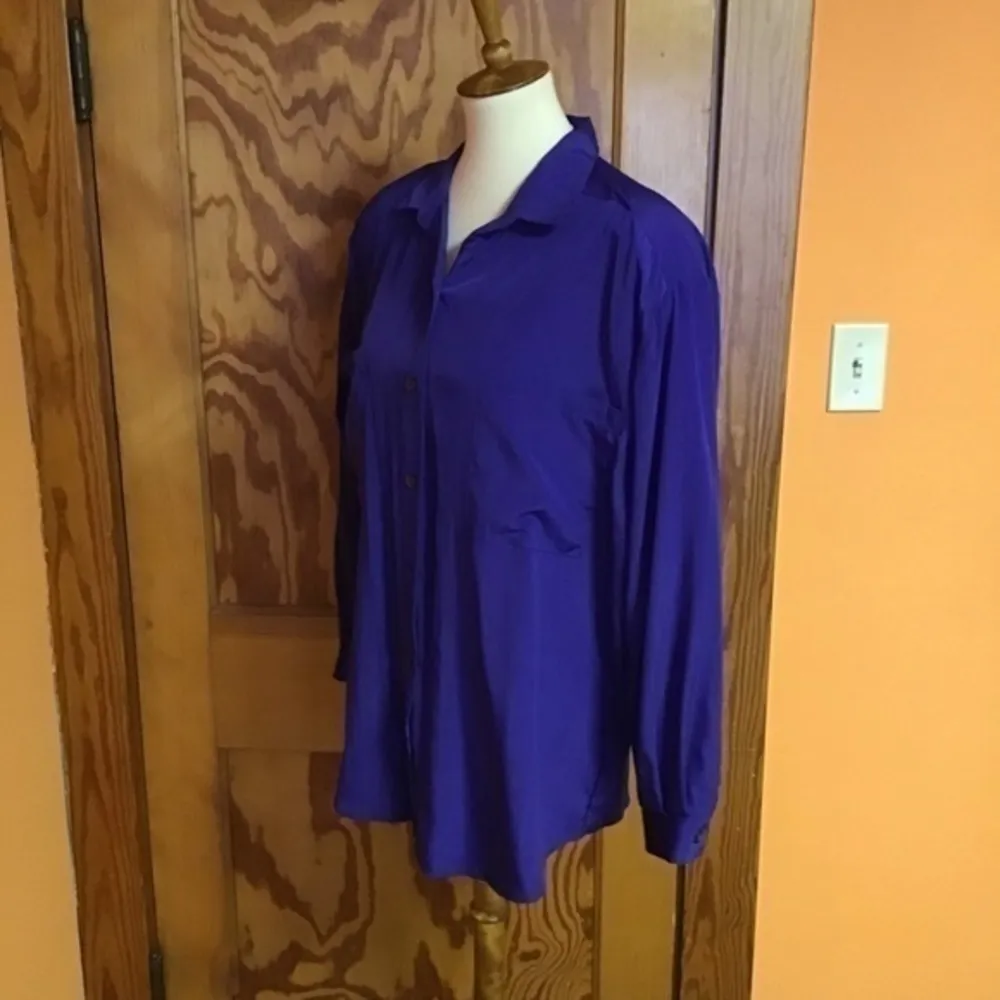 Vintage 80s purple oversized shirt Size L - Image 7