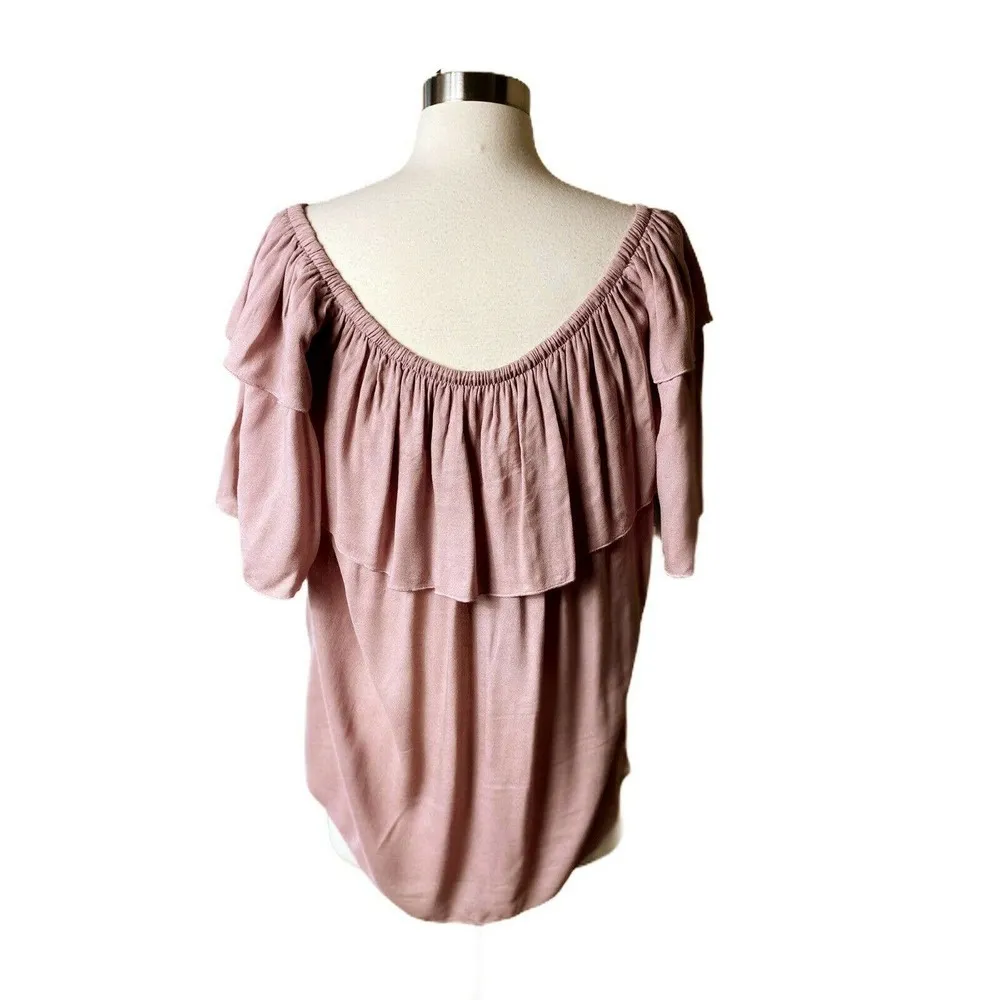 CHASER Blouse Medium Heirloom Gauze Pink Off Shoulder Elbow Sleeves Medium NEW - Image 8