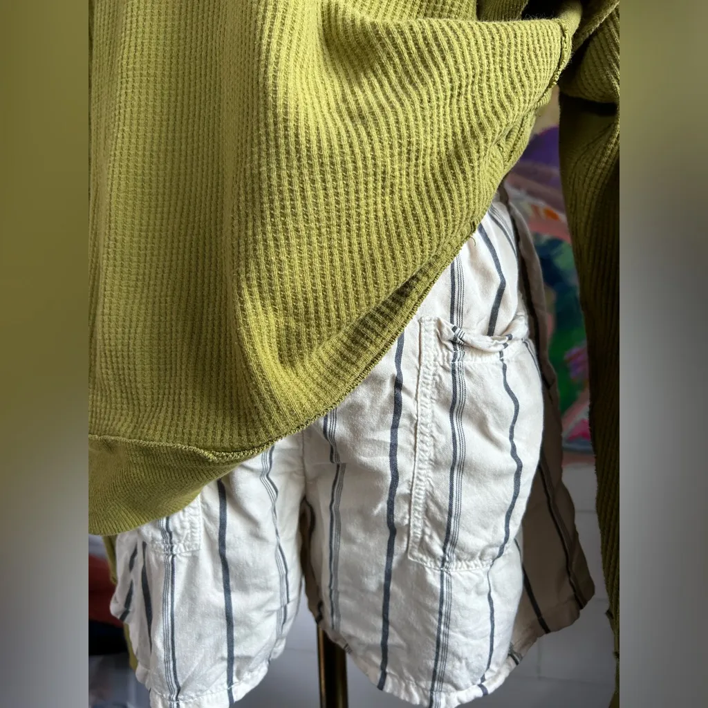 O’Neill Beige Fran Striped Shorts Beach Pull on Drawstring | Women’s M - Image 9