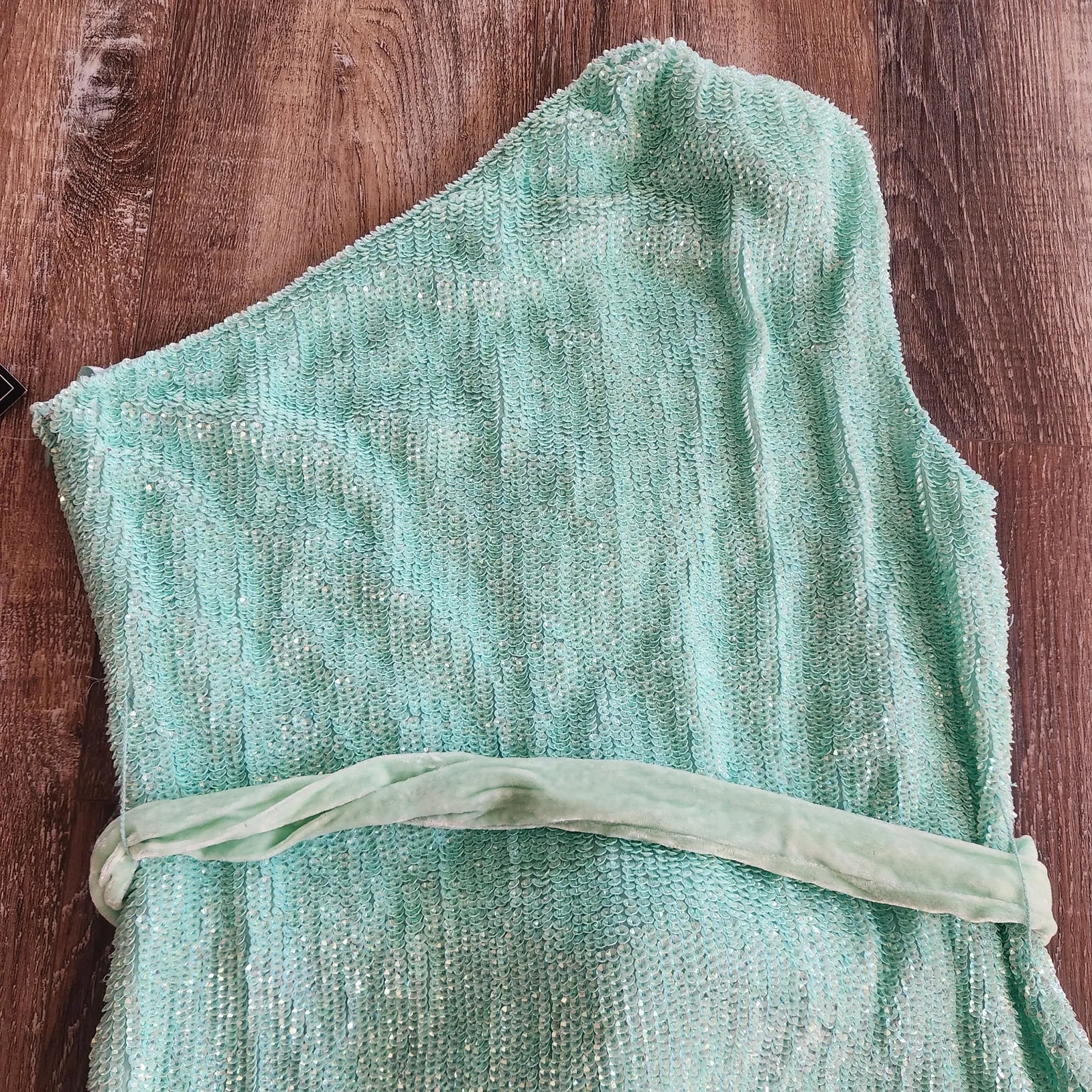 Retrofete Ella Sequin Dress in Blue/Green Size XS One Shoulder NWT Blue - Image 6