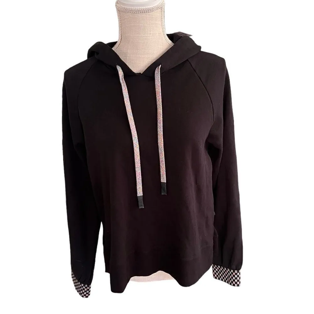 Terez Checkerboard Cuff Raglan-Sleeve Hoodie Sweatshirt NWT M - Image 3