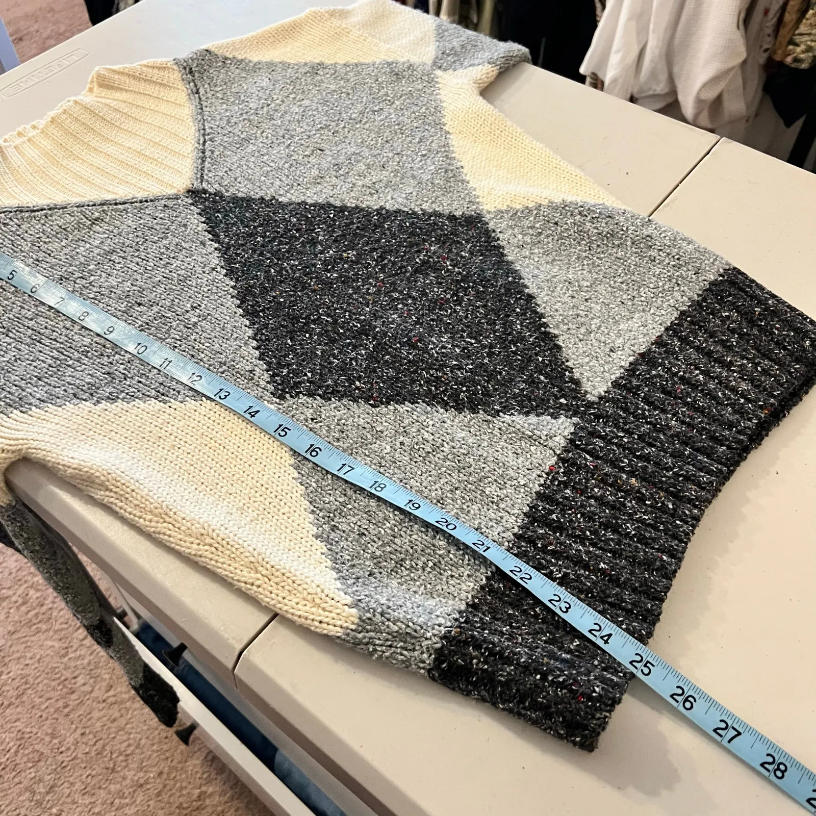 Liz Claiborne Vintage 90s Gray, Black & White Wool Cotton Blend Size Small - Image 8